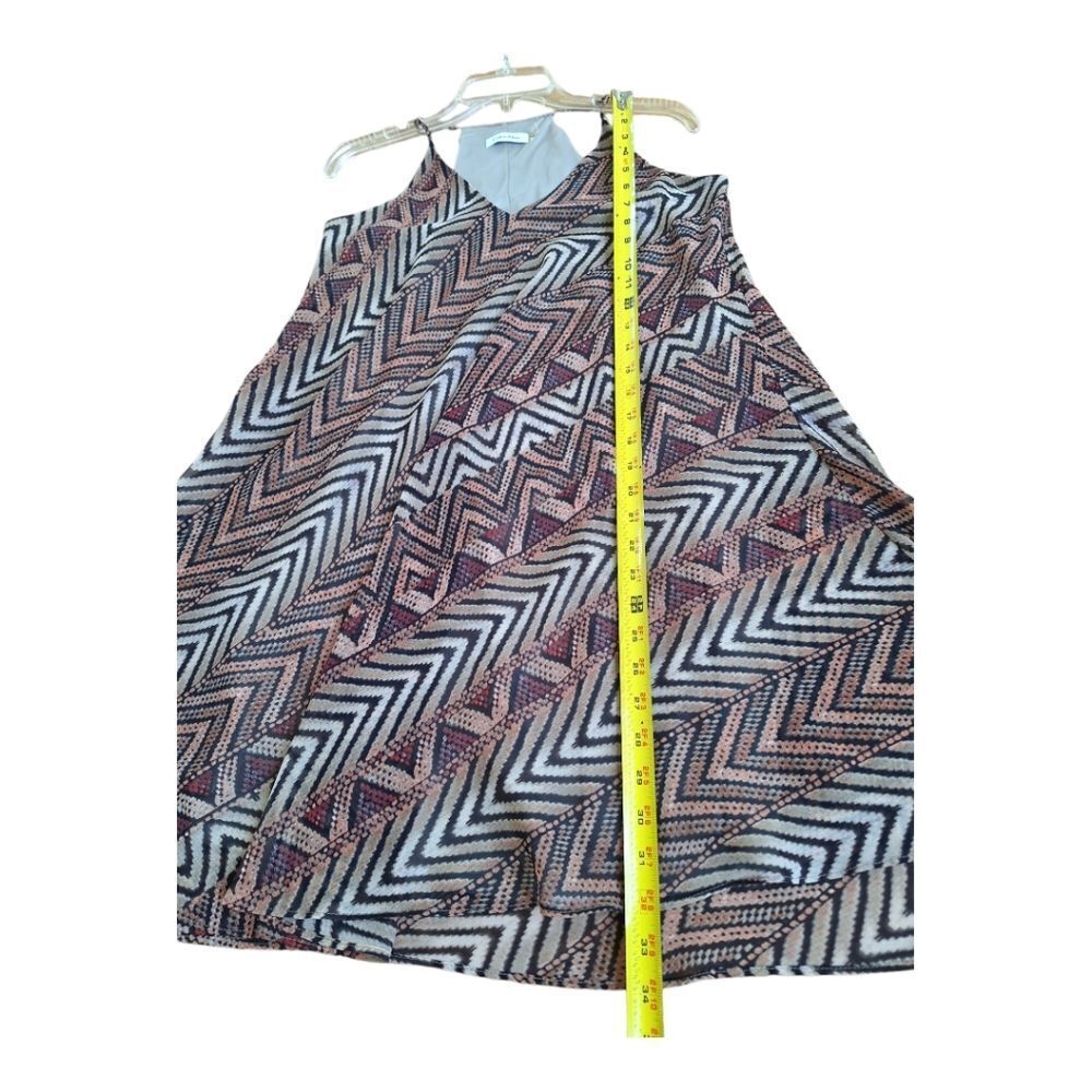 Calvin Klein Chiffon Cami Cocktail Dress Asymmetric Hem Lined Flowy Geometric 4 - Picture 8 of 12